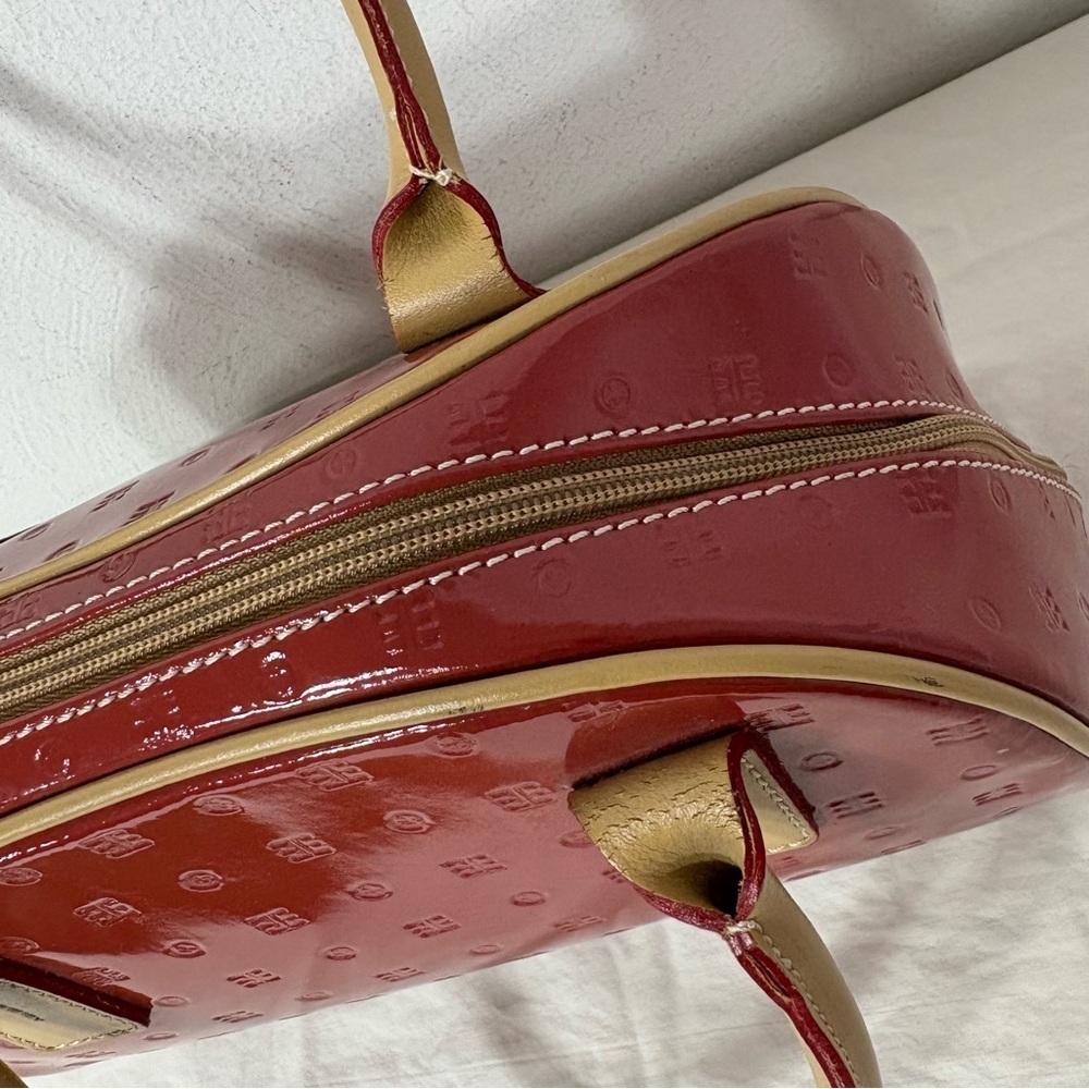 ARCADIA Patent Leather Dome Top Handle Satchel Bag Purse - Picture 12 of 16